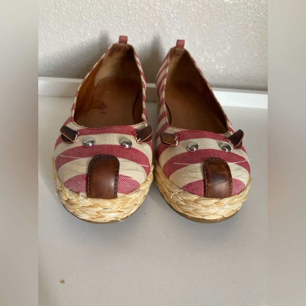 Marc Jacobs Red and Cream Bear Espadrilles Leather Details